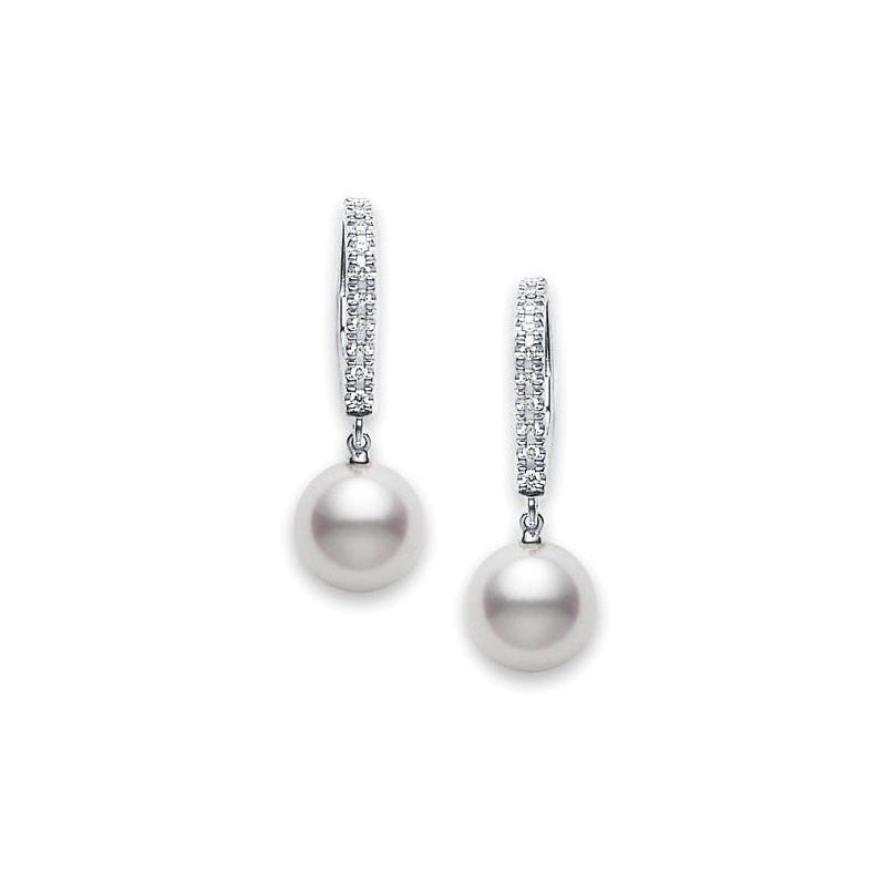 Mikimoto Women's Diamond and Pearl Dangle Earrings