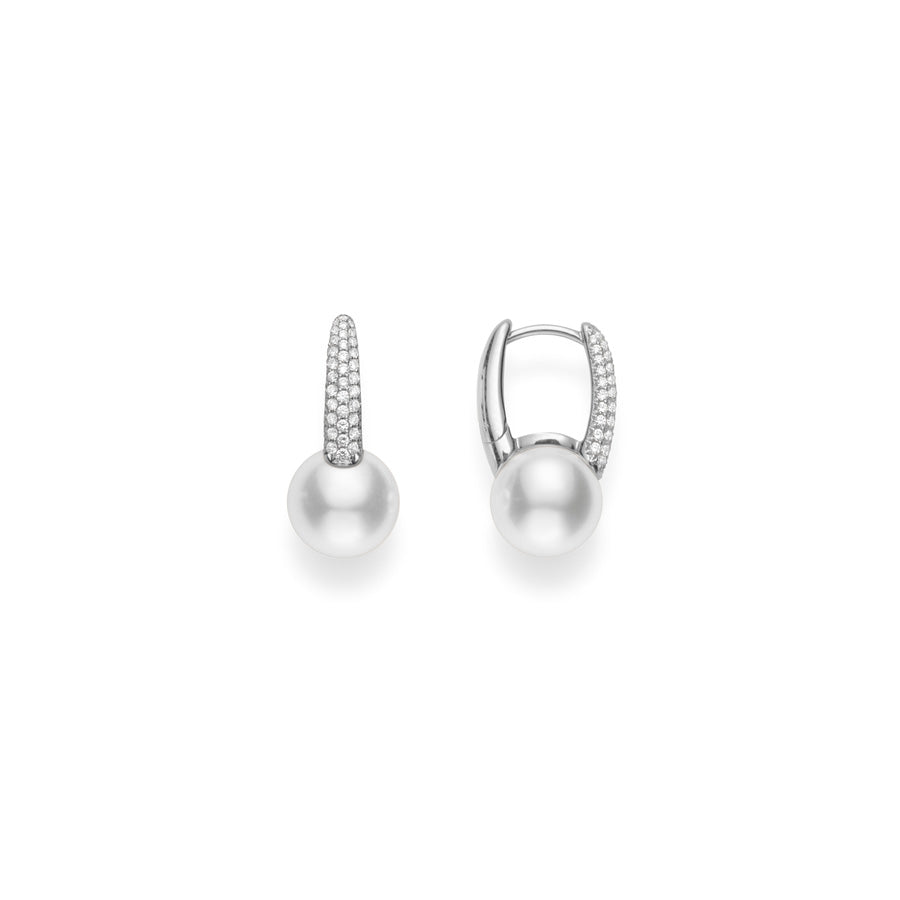 Mikimoto Akoya 8mm Pearl and Diamond Earrings