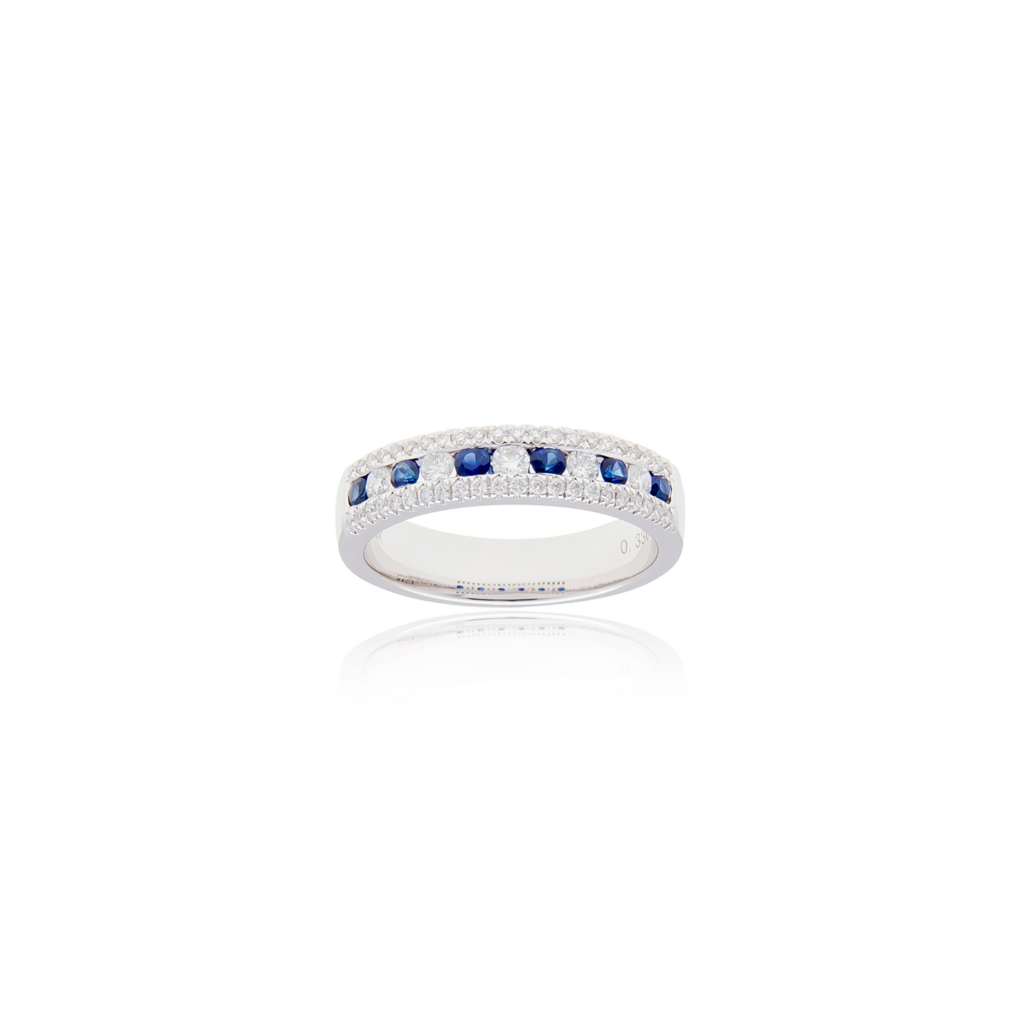 Sabel Collection 14K White Gold Sapphire and Diamond Three-Row Ring