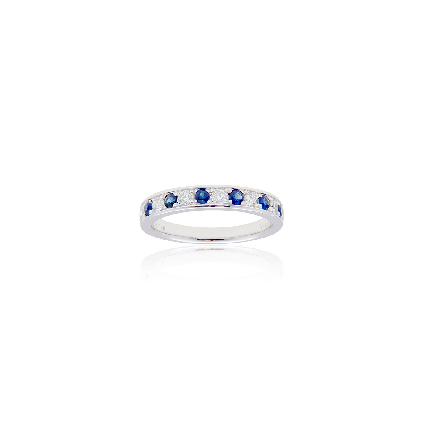 Sabel Collection 14K White Gold Channel Round Sapphire and Diamond Ring