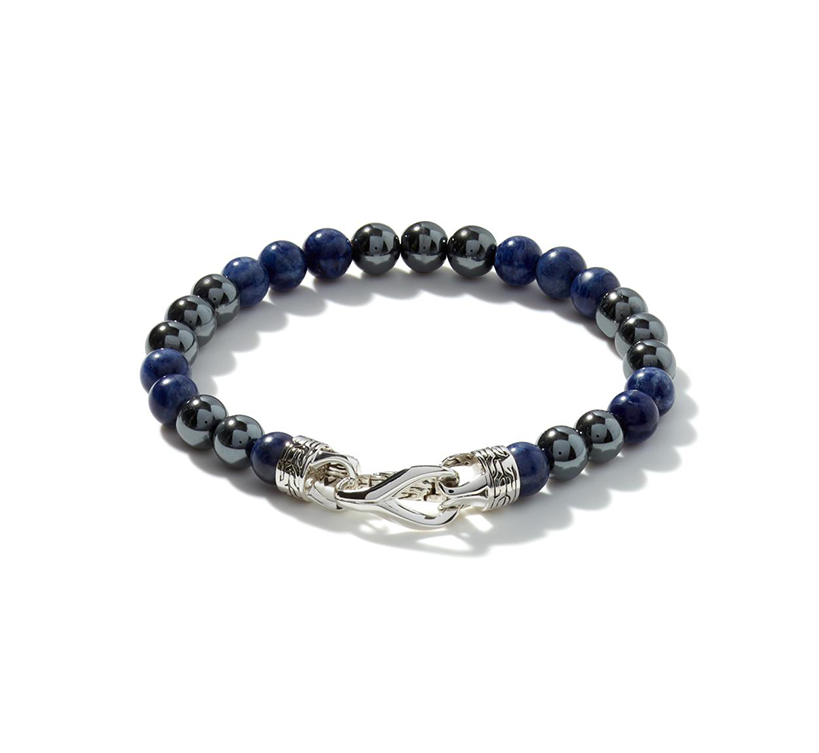 John Hardy Chain Bracelet with sodalite and hematite Beads