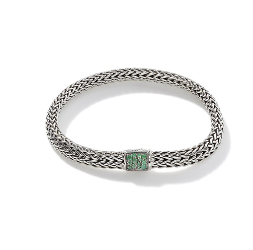 John Hardy Reversible Bracelet with Black Sapphire and Emerald