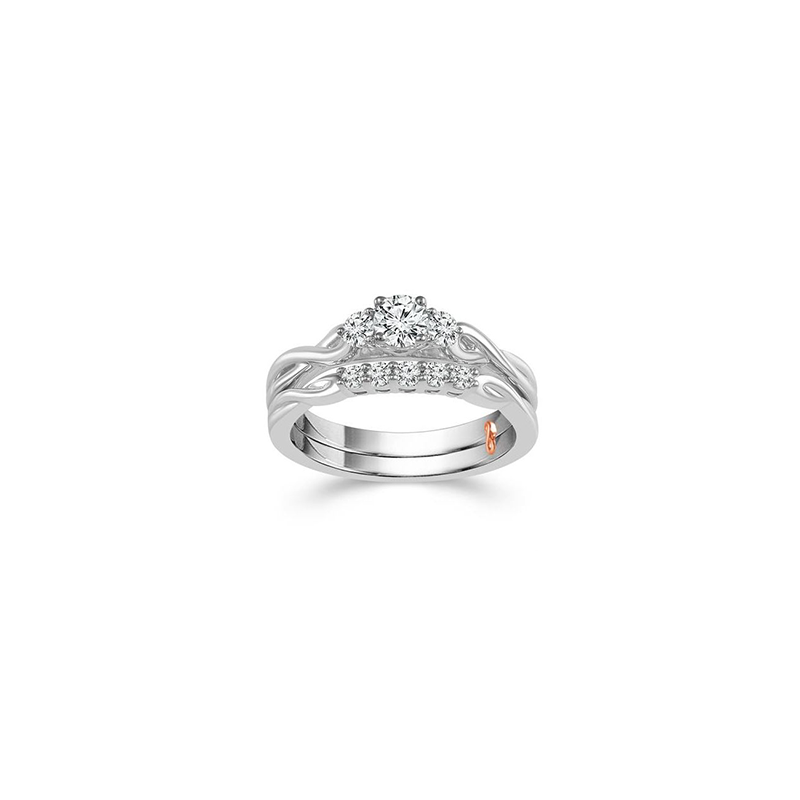 Fink's Exclusive Round Diamond Triple-Stone Engagement Ring Set