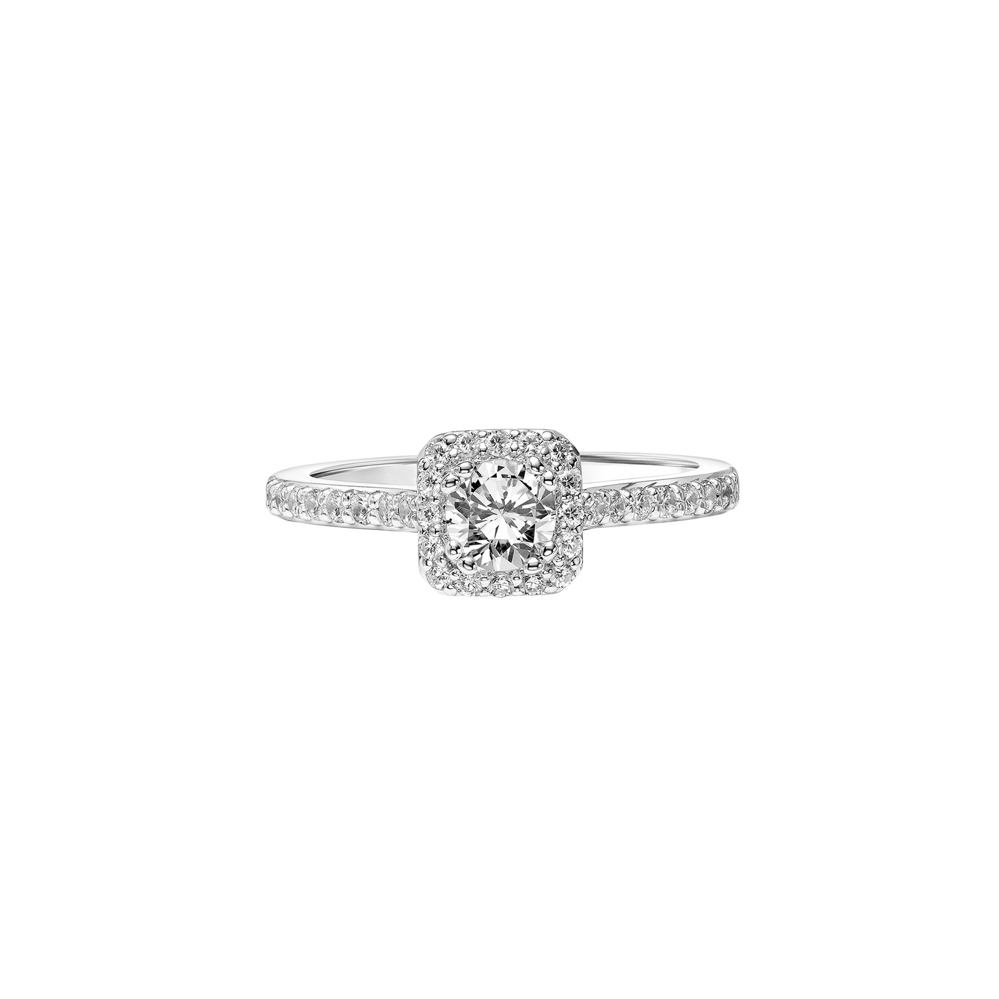 Fink's Exclusive 14K White Gold Round Diamond Halo Engagement Ring with Diamond Shank Accent