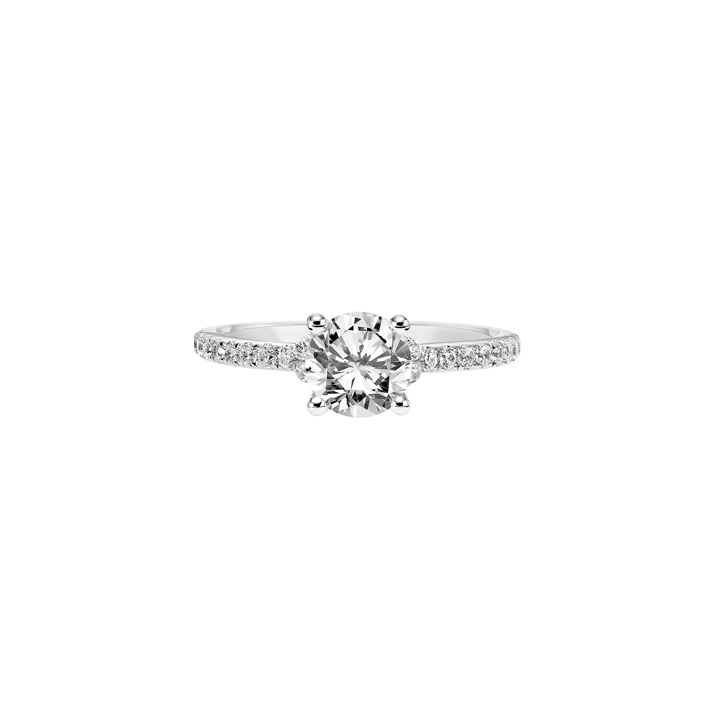 Fink's Exclusive 14K White Gold Round Diamond and Diamond Shank Engagement Ring