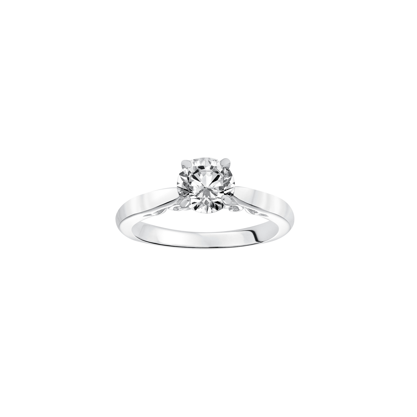 Fink's Exclusive .50ct Round Diamond Four Prong Scroll Detail Solitaire Engagement Ring