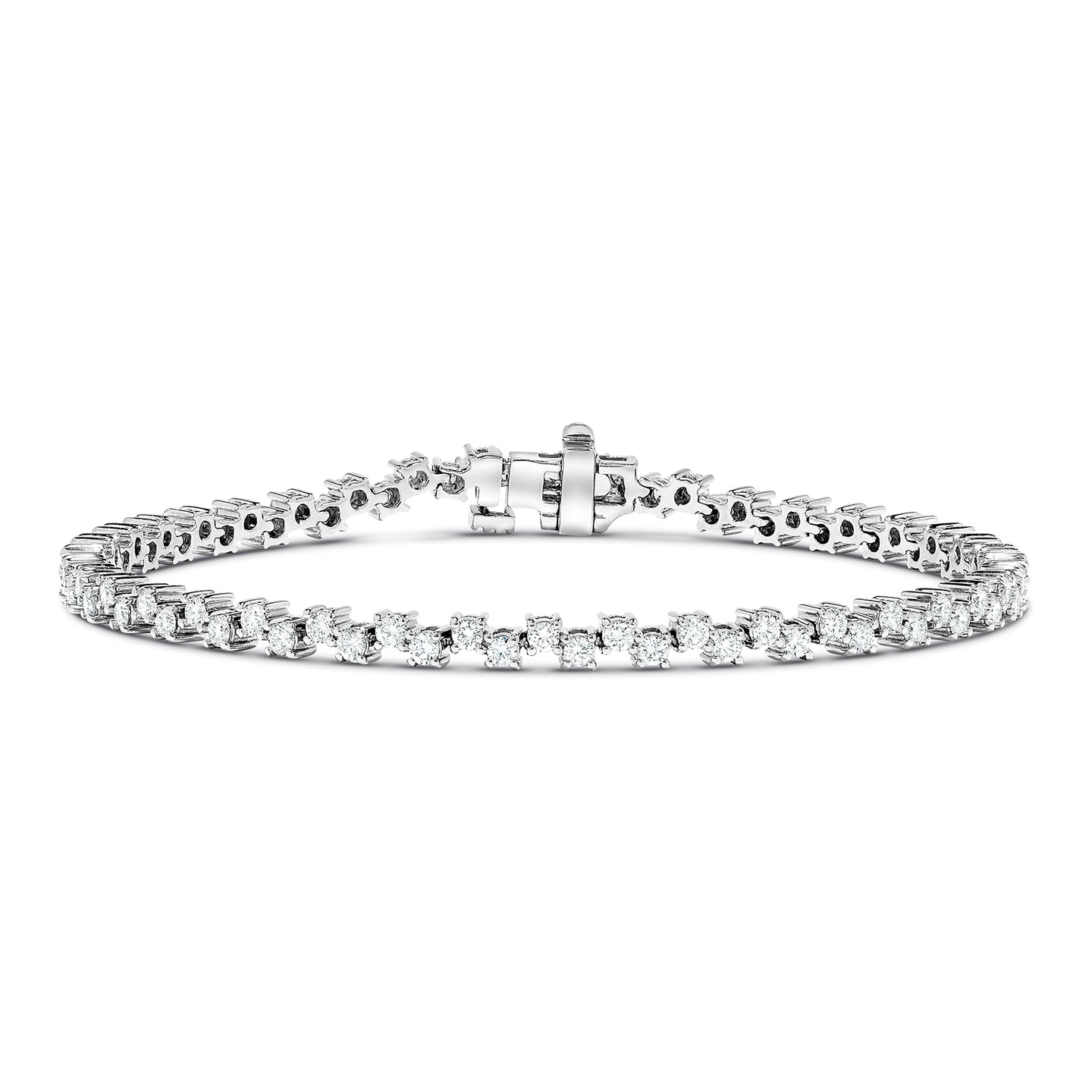 Sabel Collection 18K White Gold Round Diamond Zig-Zag Tennis Bracelet