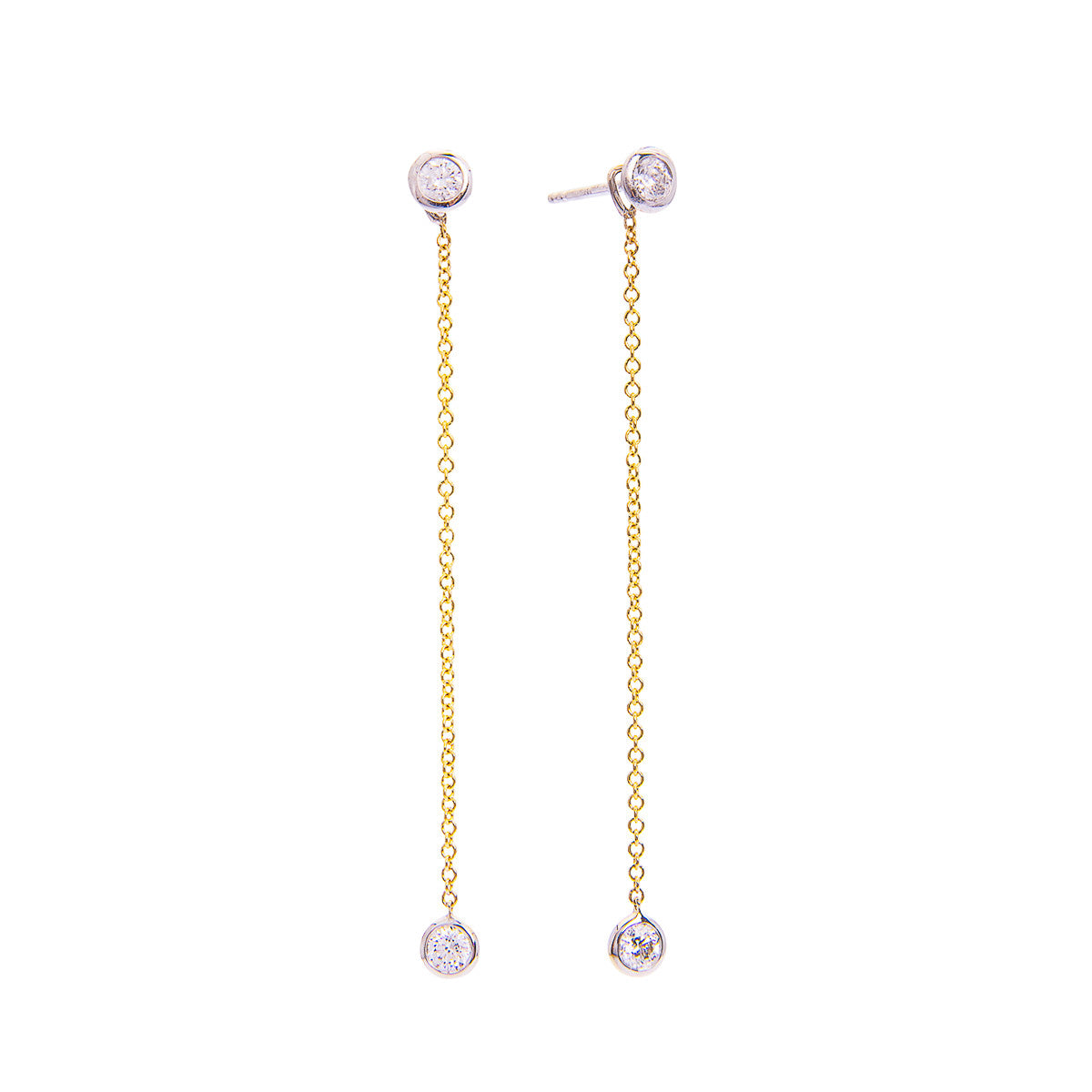 Sabel Collection 18K Yellow Gold Chain Diamond Drop Earrings