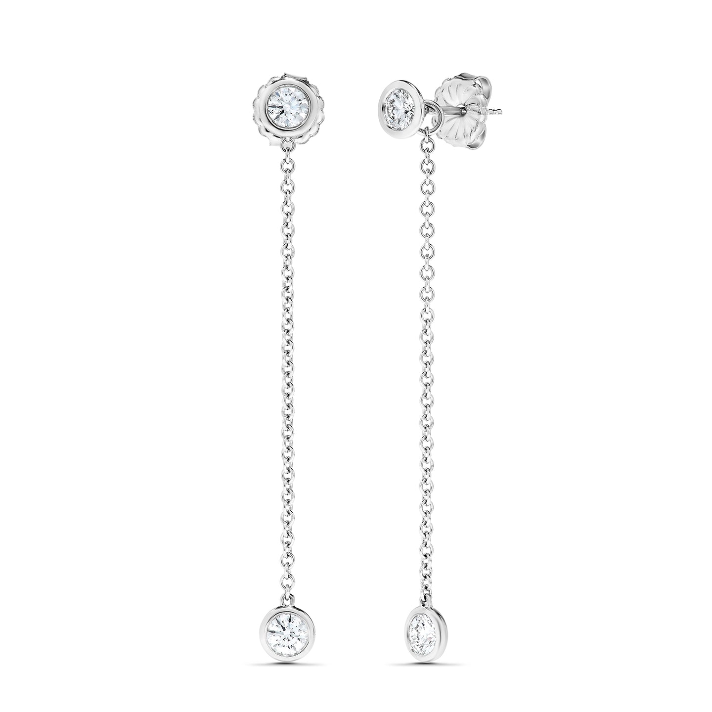 Sabel Collection 18K White Gold Chain Diamond Drop Earrings