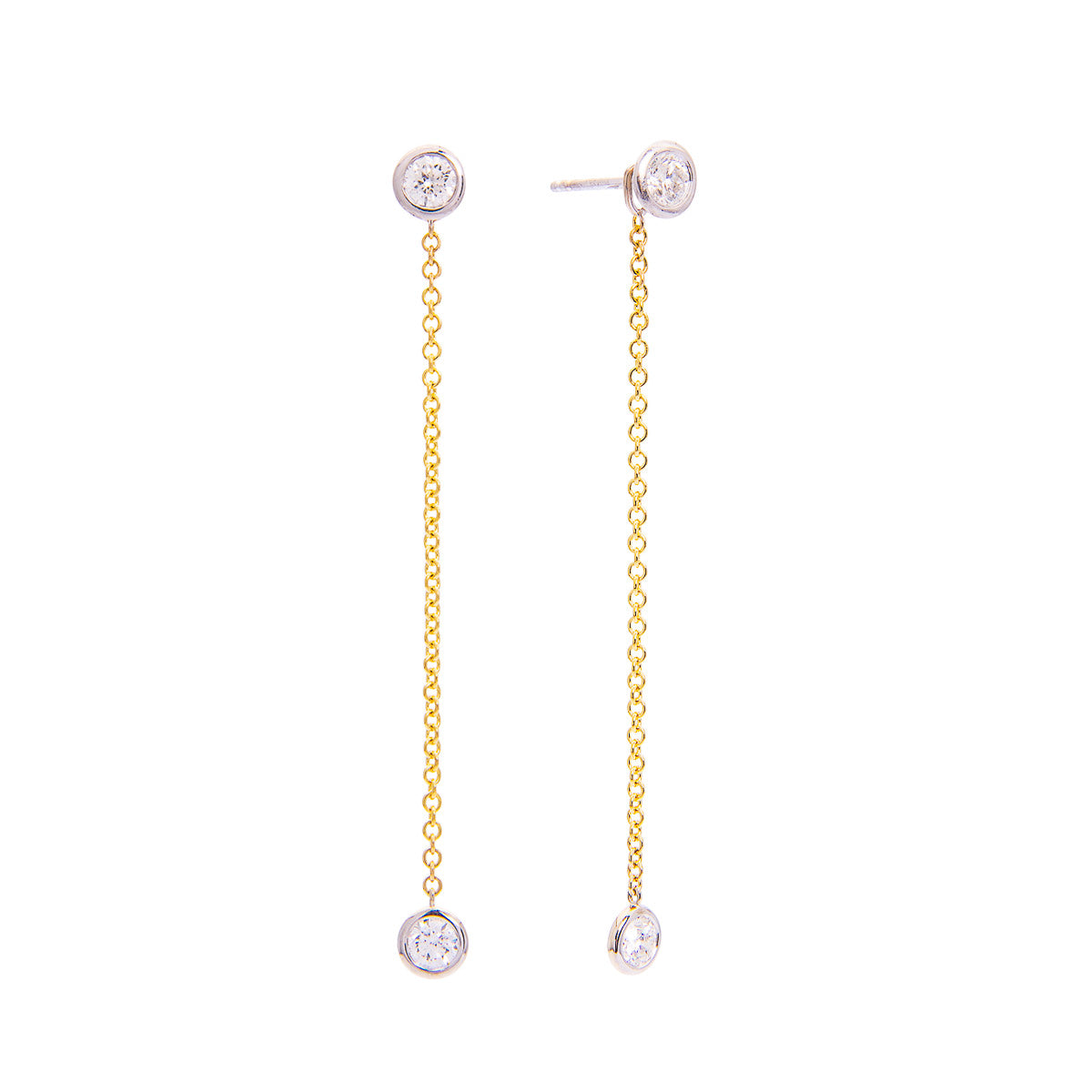 Sabel Collection 18K Yellow Gold Chain Diamond Drop Earrings