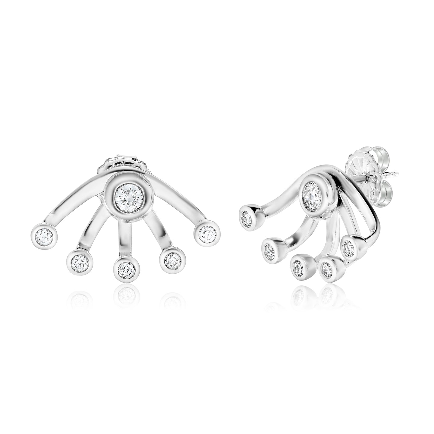 Sabel Collection 18K White Gold Bezel Stud and Wrap Earring Jacket Earrings