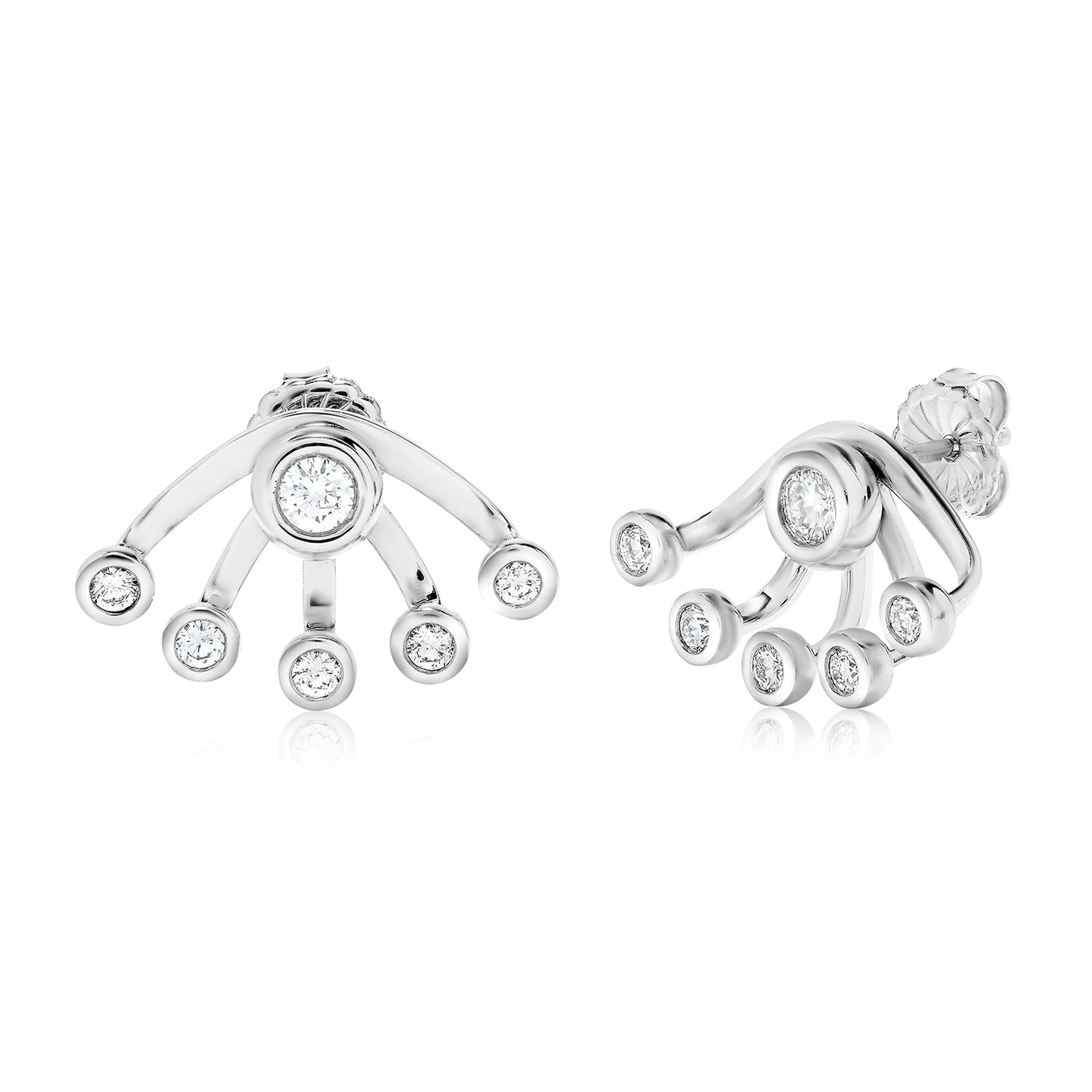 Sabel Collection 18K White Gold Bezel Stud and Wrap Earring Jacket Earrings