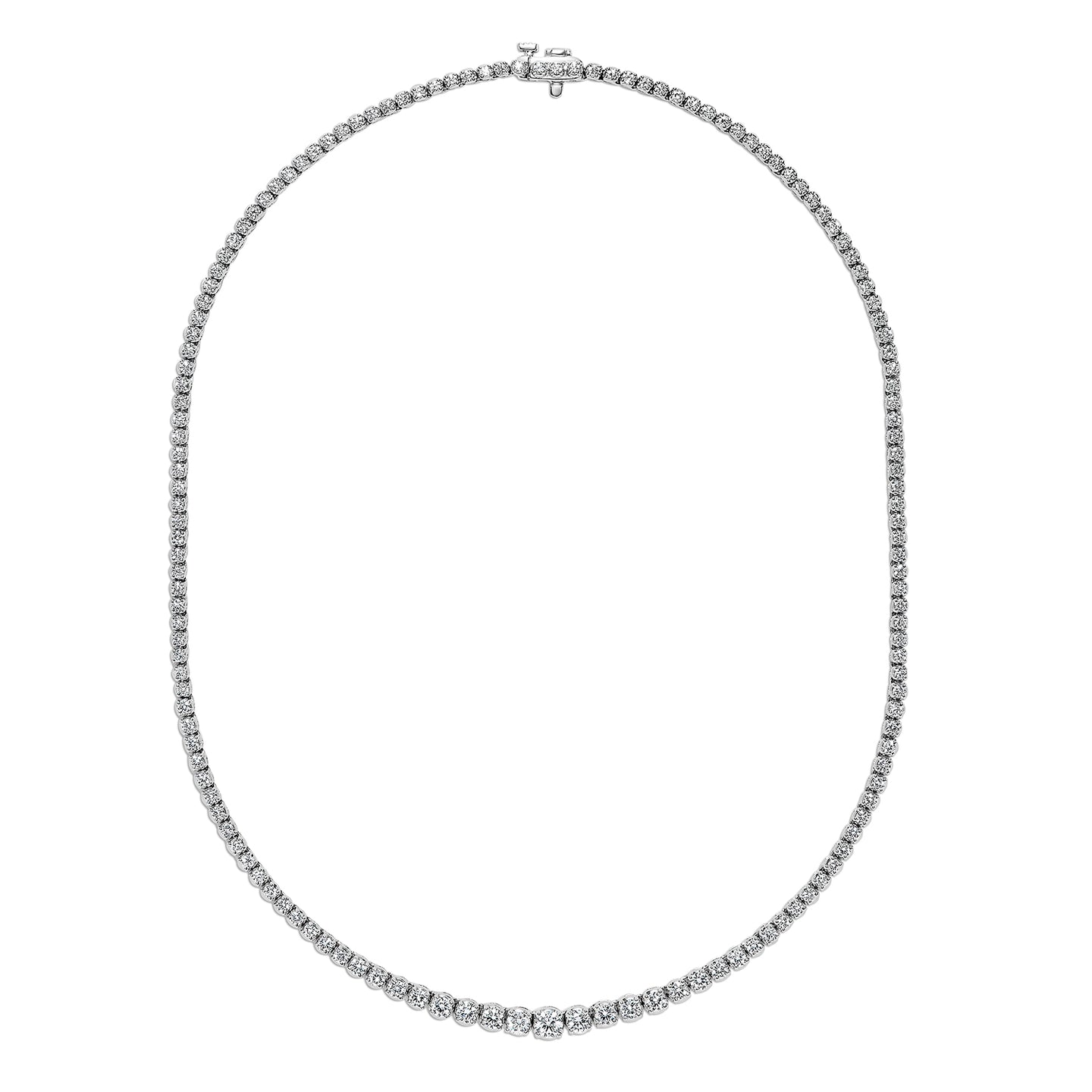 Sabel Collection 18K White Gold Round Diamond Graduated Necklace