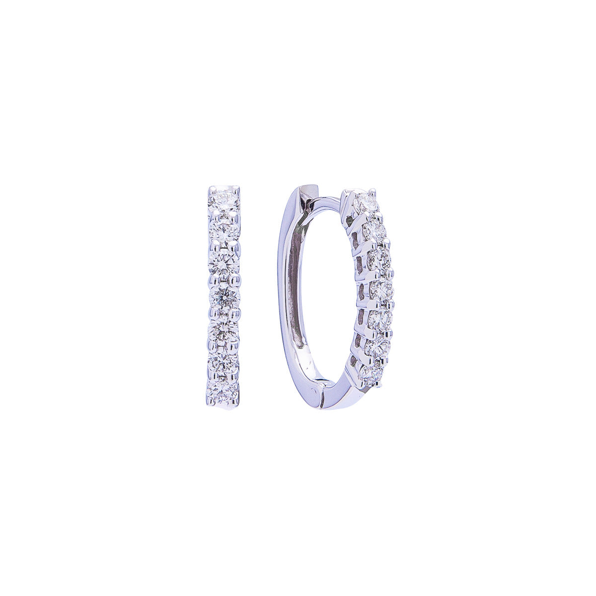 Sabel Collection 18K White Gold Oval Diamond Huggie Hoop Earrings