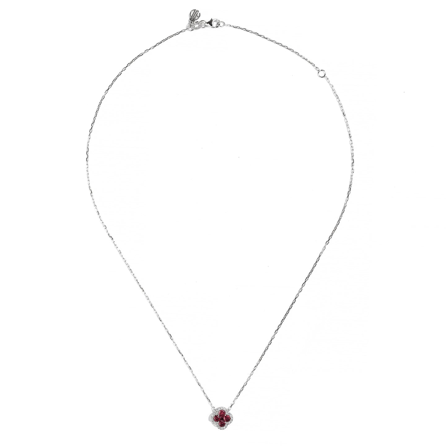 Sabel Collection 18K White Gold Round Ruby and Diamond Pendant