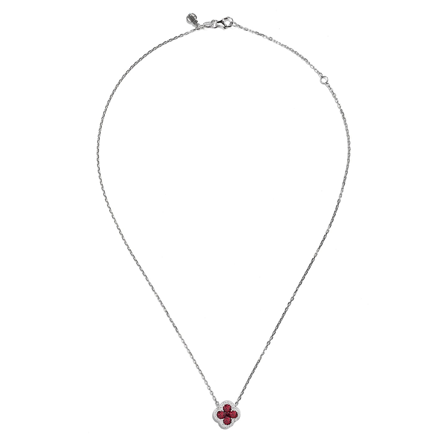 Sabel Collection 18K White Gold Ruby and Diamond Flower Pendant