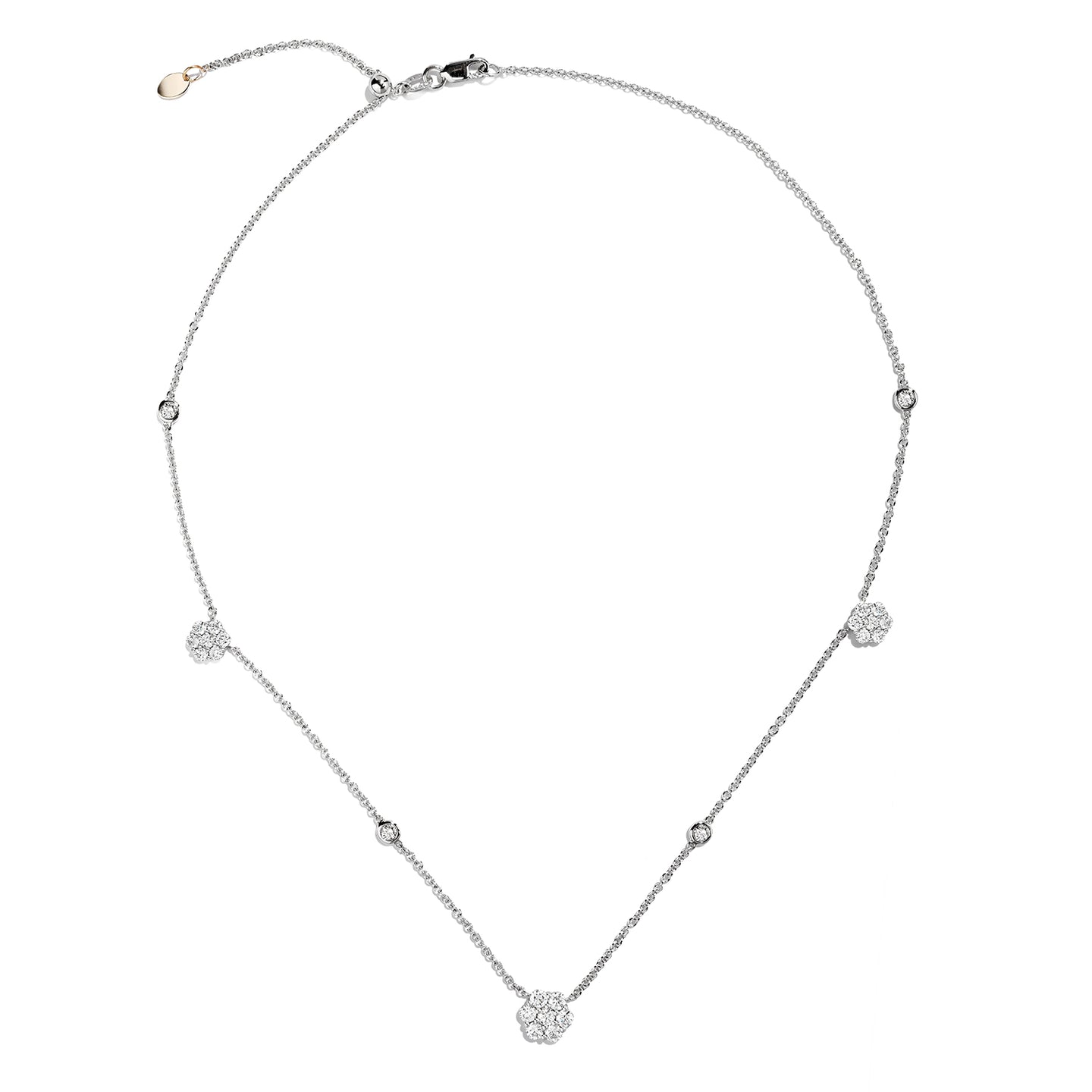 Sabel Collection 18K White Gold Diamond Cluster Station Necklace