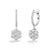 Sabel Collection 18K White Gold Round Diamond Cluster Dangle Earrings