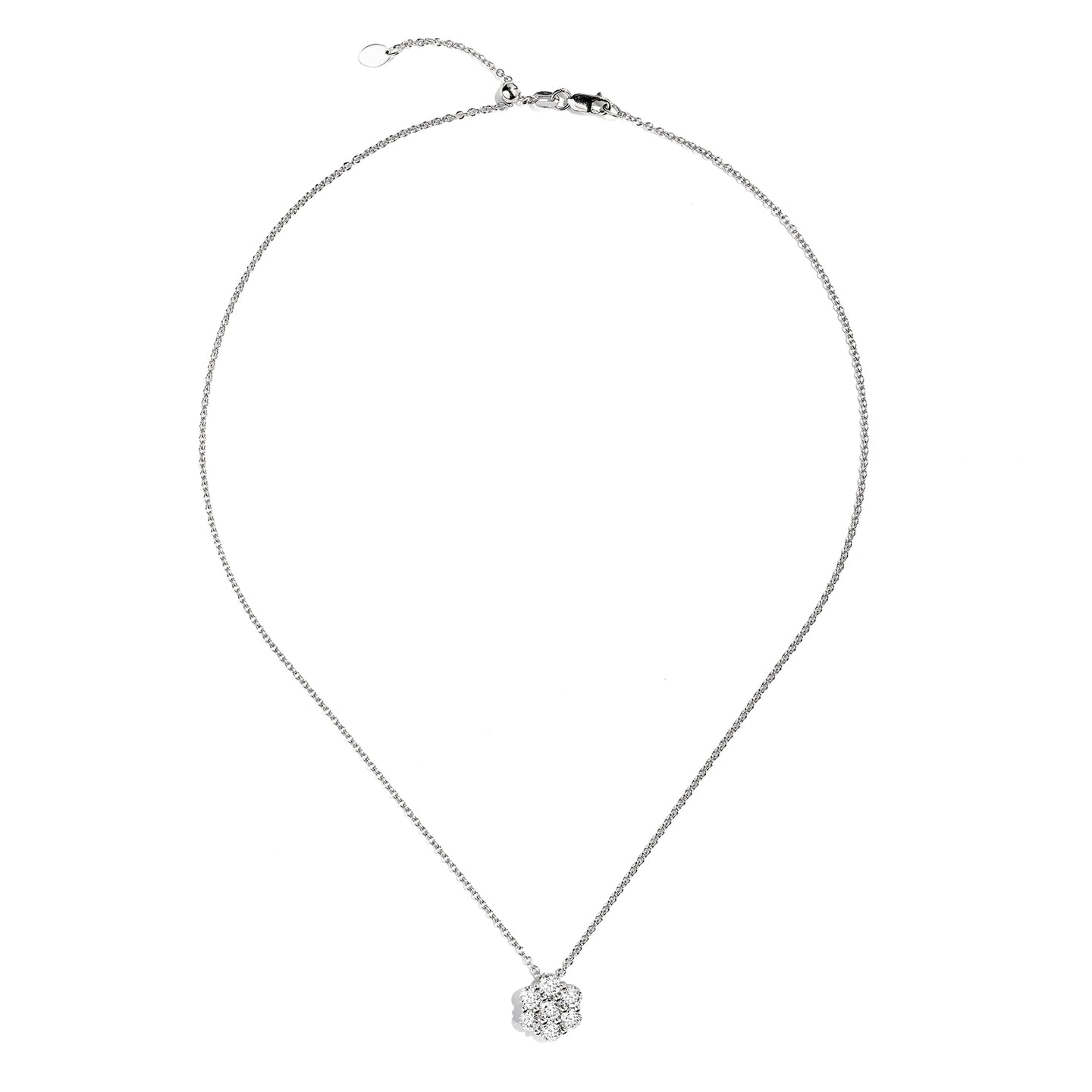 Sabel Collection 18K White Gold Diamond Cluster Pendant Necklace