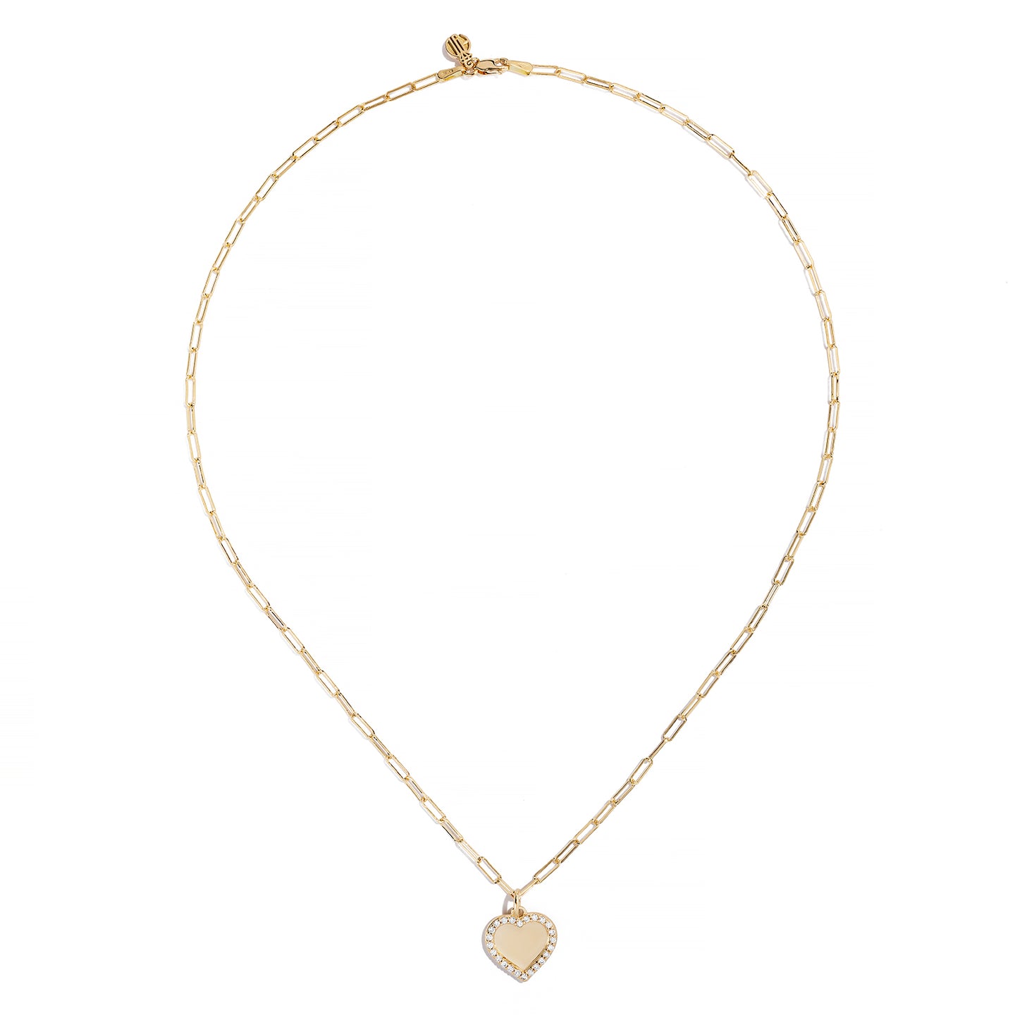 Sabel Collection 18K Yellow Gold Concave Heart Pendant with Diamonds