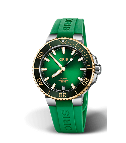 Oris Aquis Date Calibre 400 Watch with Green Rubber Strap