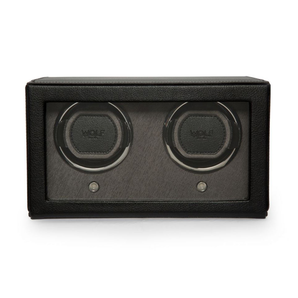 WOLF Double Black Cub Watch Winder with Cover