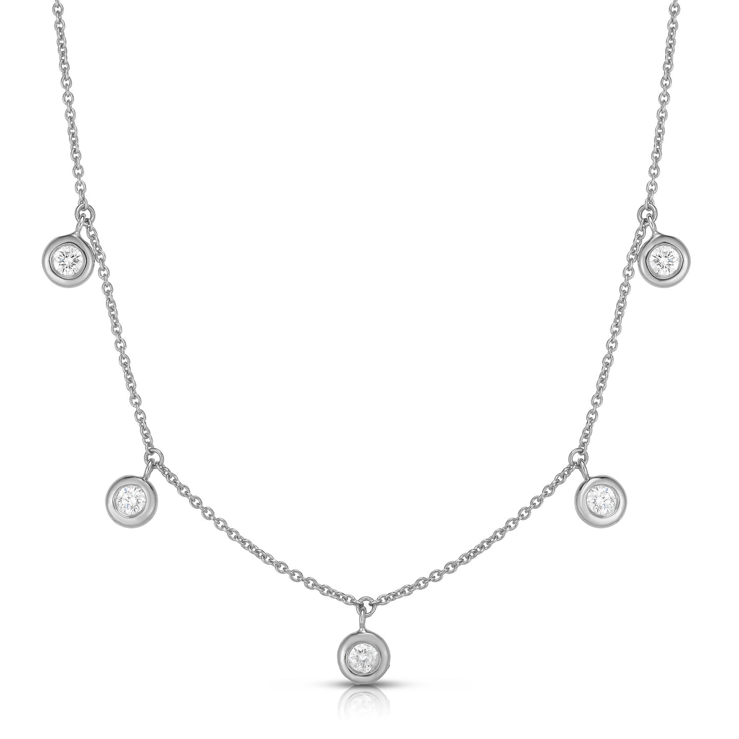 Roberto Coin Five Diamond Drop Station Necklace
