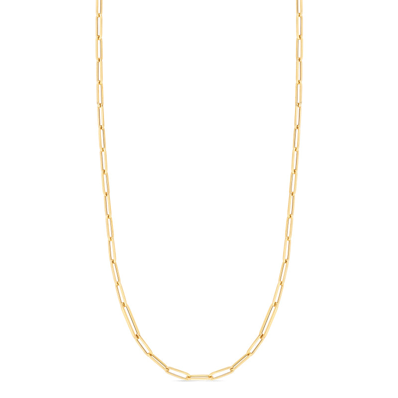 Roberto Coin Designer Gold 18K Yellow Gold Alternating Size Paperclip Link Chain