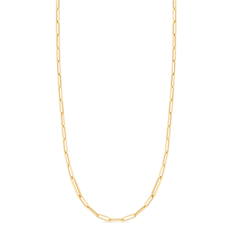 Roberto Coin Designer Gold 18K Yellow Gold Alternating Size Paperclip Link Chain