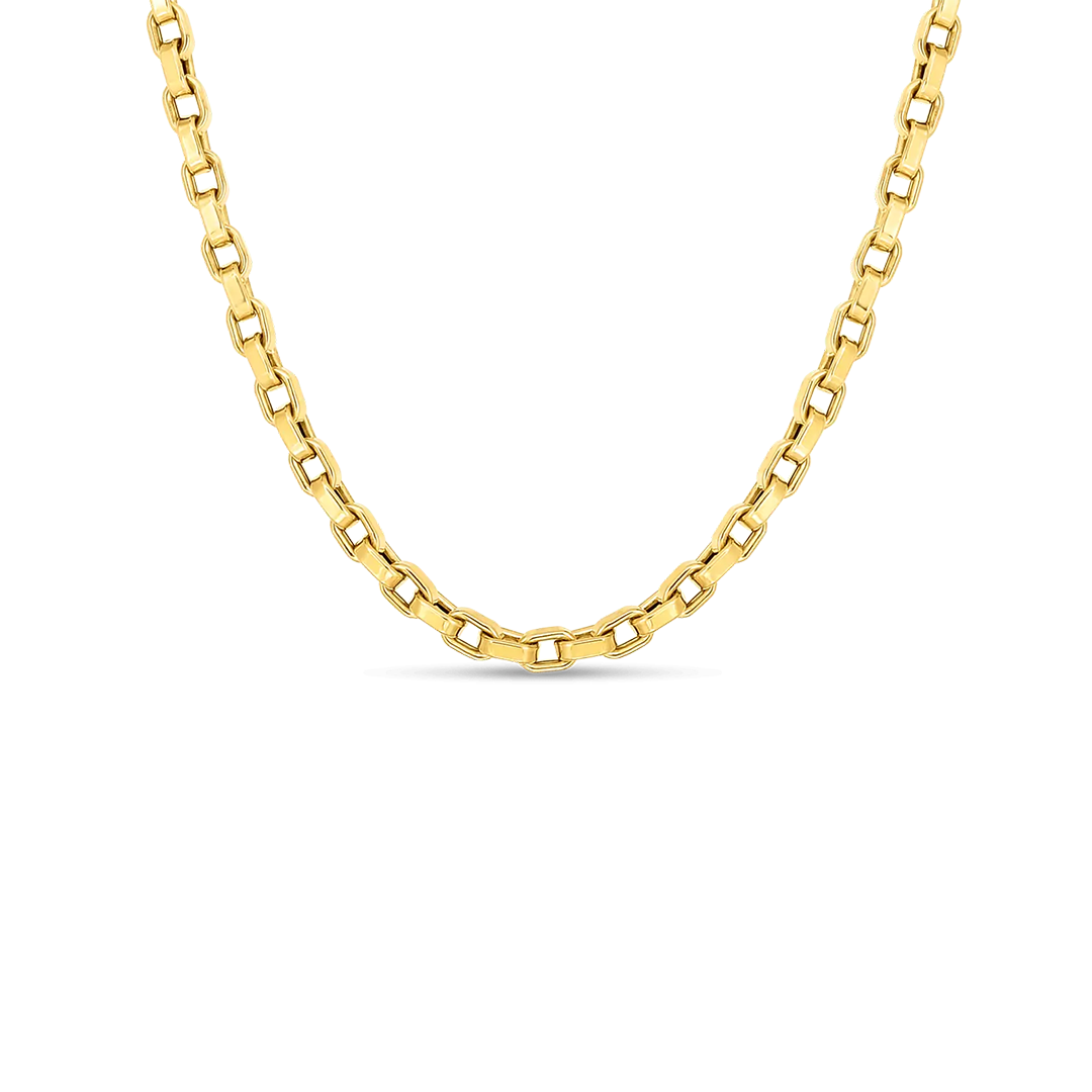 Roberto Coin Designer Gold Yellow Gold Square Link Chain Necklace