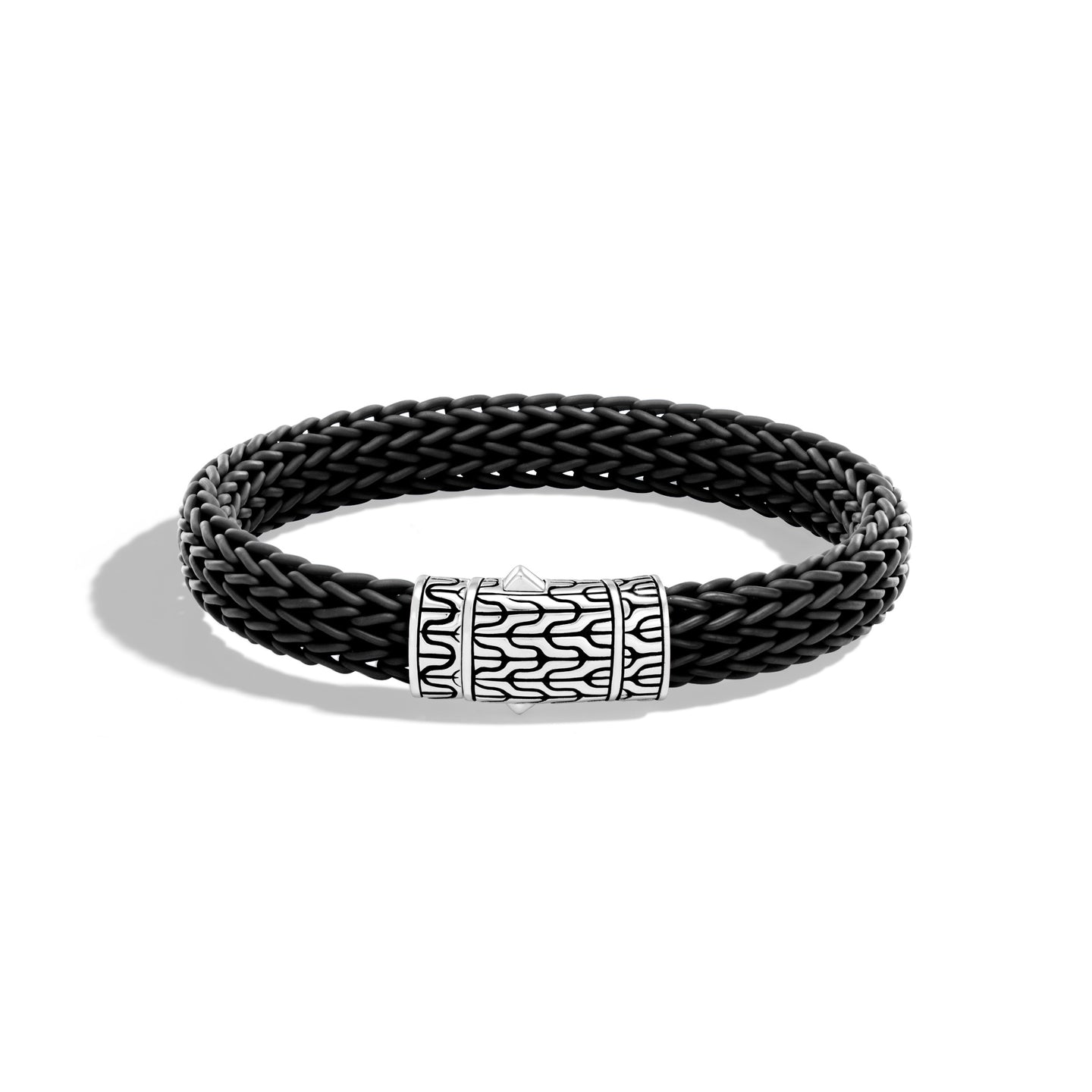 John Hardy Men's Classic Chain Sterling Silver Black Rubber Bracelet