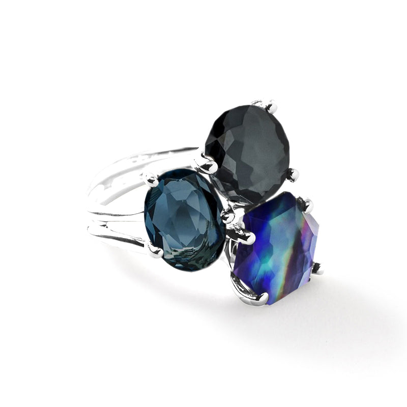 IPPOLITA Rock Candy® Sterling Silver 3-Stone Cluster Ring in Eclipse