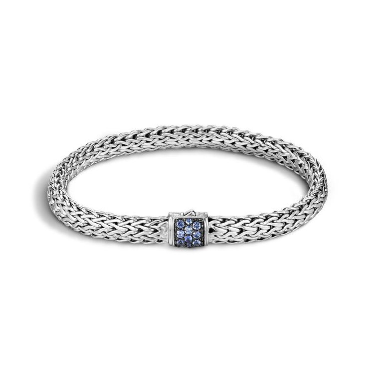 John Hardy Classic Chain Bracelet with Blue Sapphire Clasp