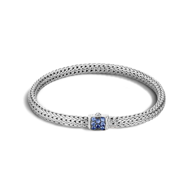 John Hardy Extra-Small Classic Chain Bracelet with Blue Sapphire Clasp in Small