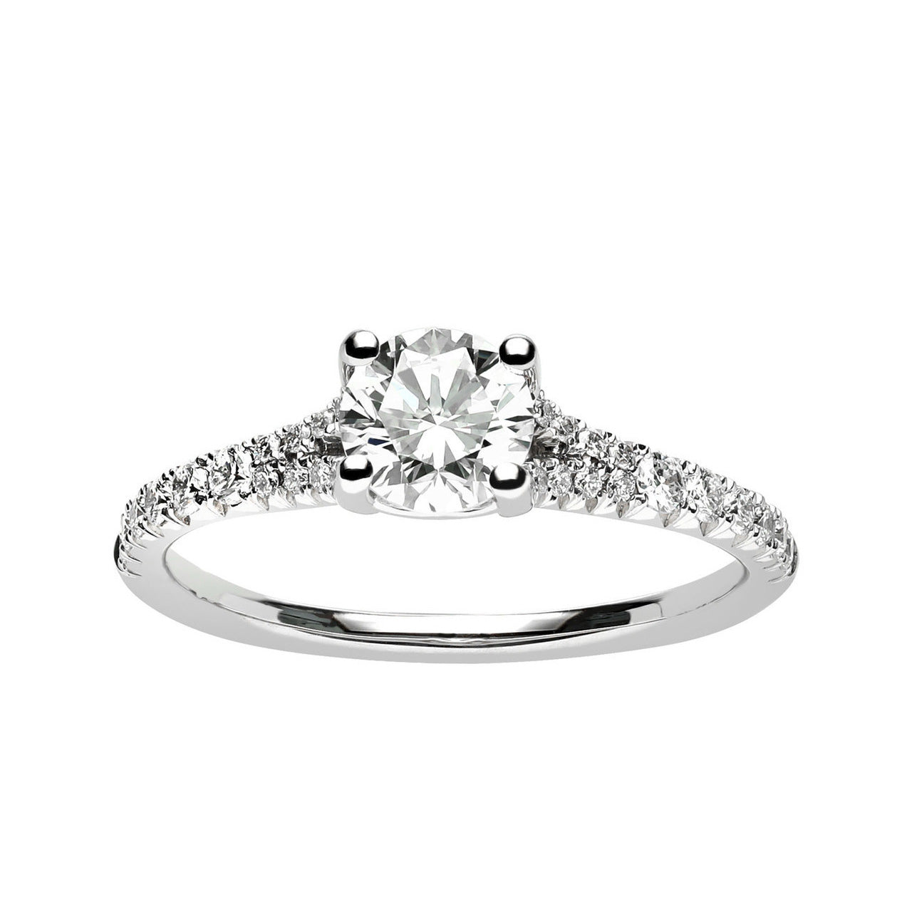 Fink's 14K White Gold Round Diamond Center Stone Split Shank Engagement Ring