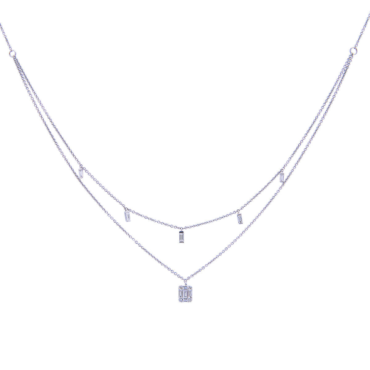 Sabel Collection 14K White Gold Two-Row Diamond Station Necklace