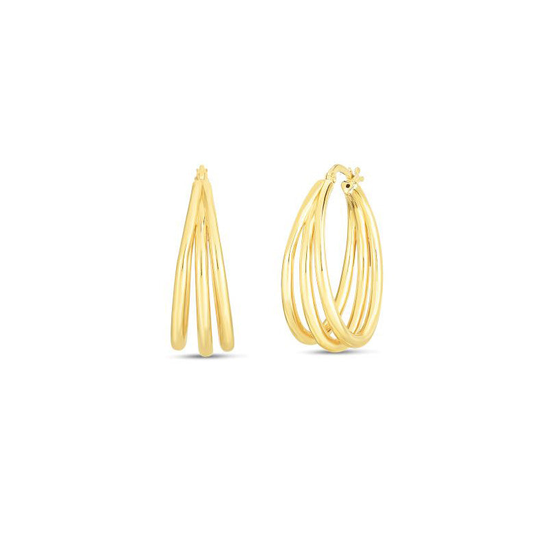 Roberto Coin Oro Classic 18K Yellow Gold Graduated Thin Triple Hoop Earrings
