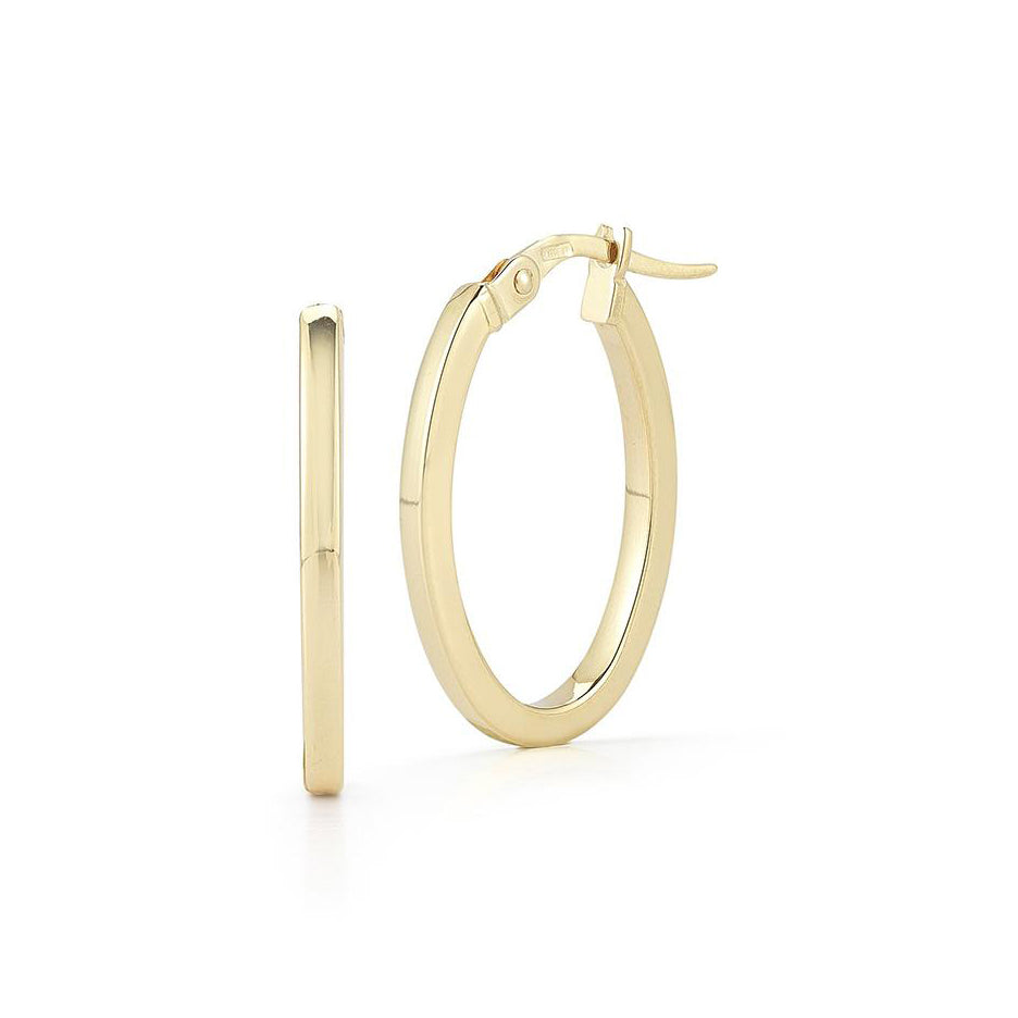 Roberto Coin Perfect Gold Hoops Medium Yellow Gold Oval Hoop Earrings