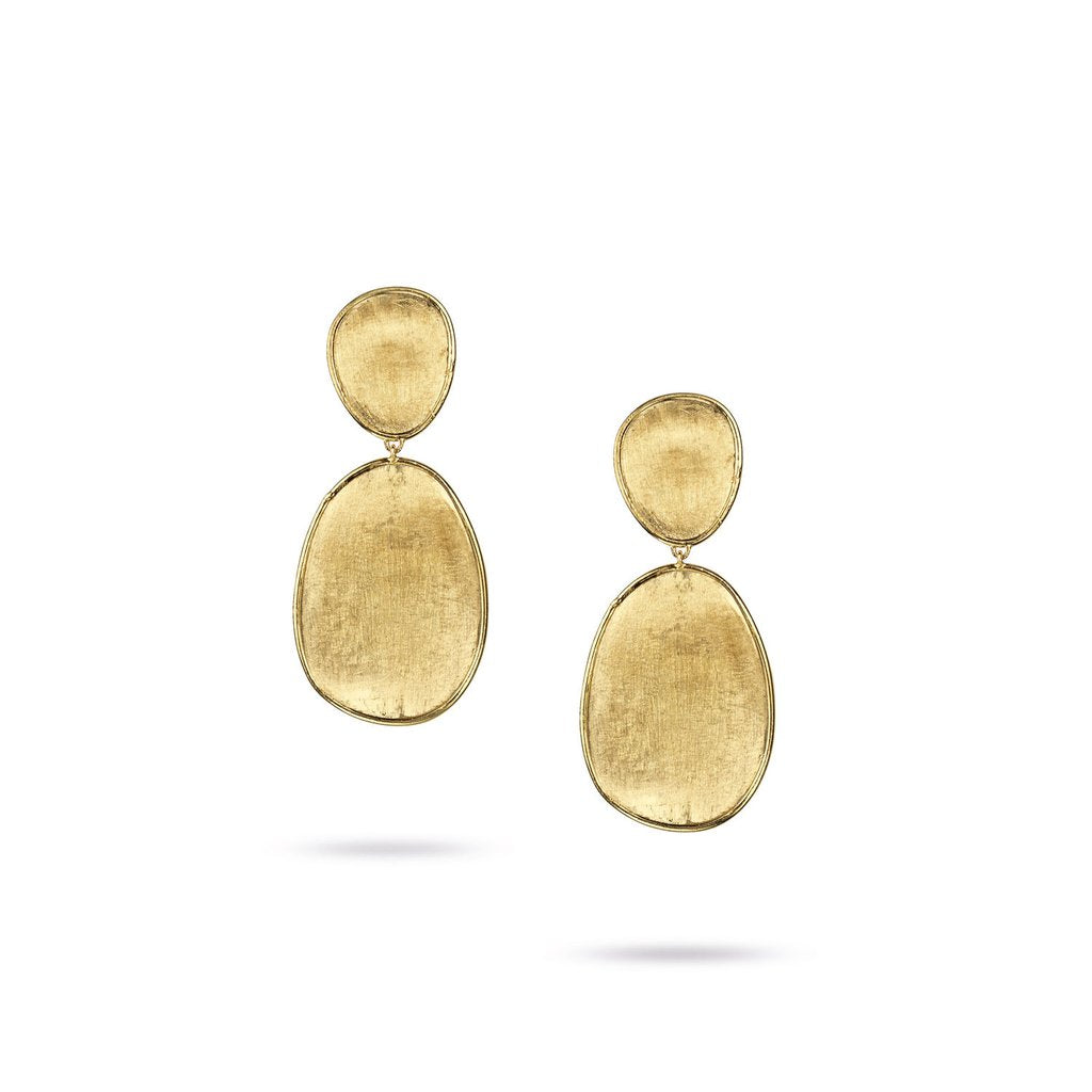 Marco Bicego Lunaria 18K Yellow Gold Hand-Engraved Stud Dangle Earrings