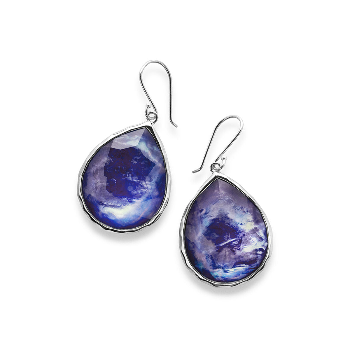IPPOLITA Wonderland Sterling Silver Large Gemstone Earrings in Clear Quartz, Mother-of-Pearl, and Lapis Triplet