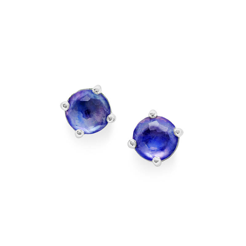 IPPOLITA Rock Candy Mini Stud Earrings in Lapis, Clear Quartz, and Mother-of-Pearl Triplet