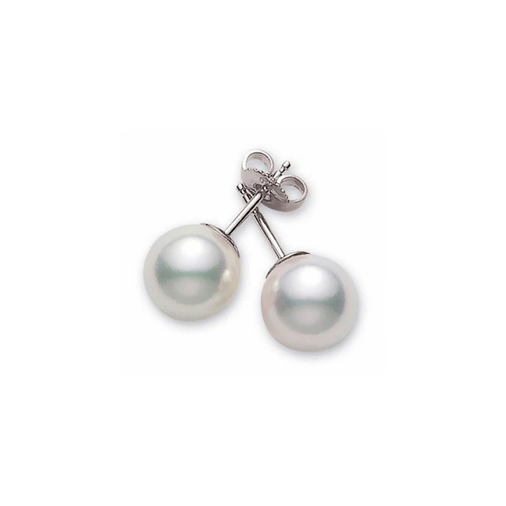 Mikimoto 18K White Gold Pearl Stud Earrings for Women