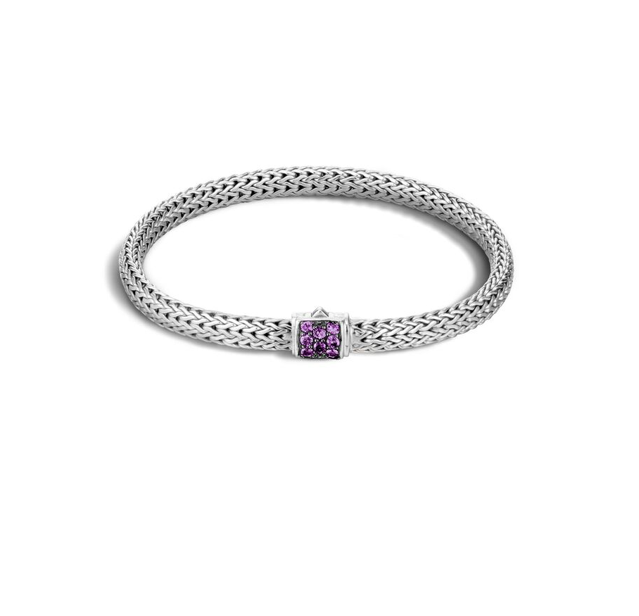 John Hardy Classic Chain Extra-Small Lava Bracelet with Amethyst Clasp