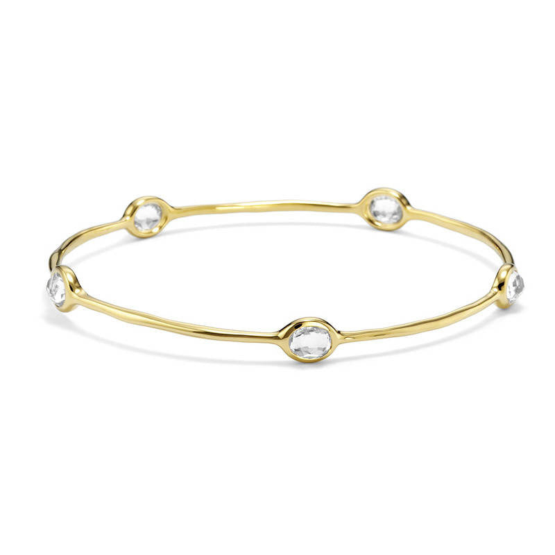 IPPOLITA Lollipop 18K Yellow Gold Five Stone Bangle in Clear Quartz