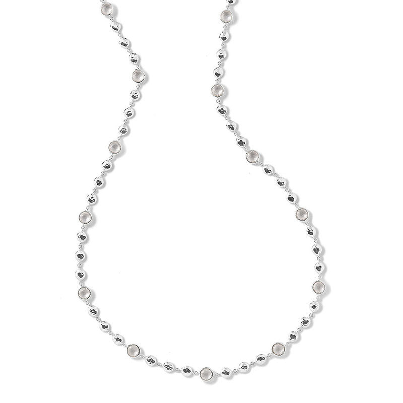 IPPOLITA Stone and Hammered Bead Necklace in Clear Quartz