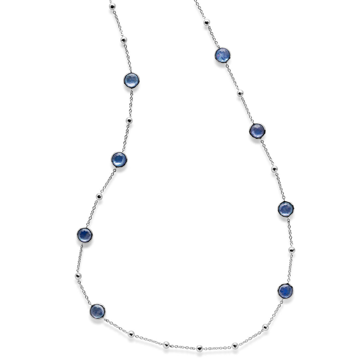 IPPOLITA Rock Candy® Sterling Silver Mini Lollipop Station Necklace in Lapis, Clear Quartz, and Mother-of-Pearl