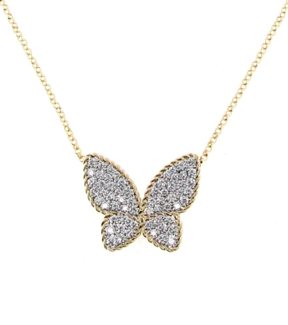 Roberto Coin Yellow Gold Butterfly Diamond Necklace