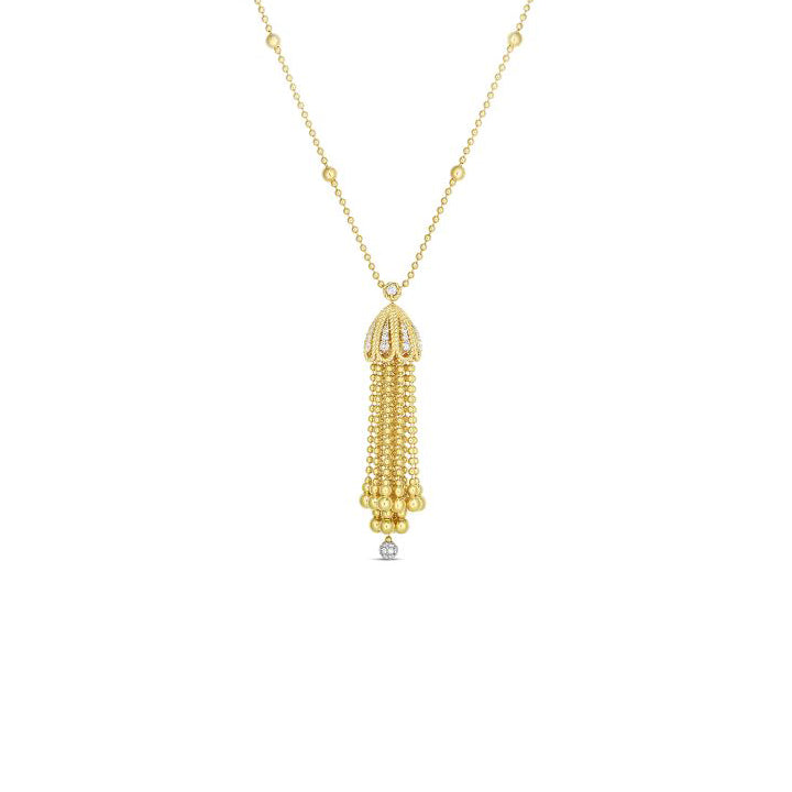 Roberto Coin New Barocco 18K Yellow Gold Diamond Tassel Necklace