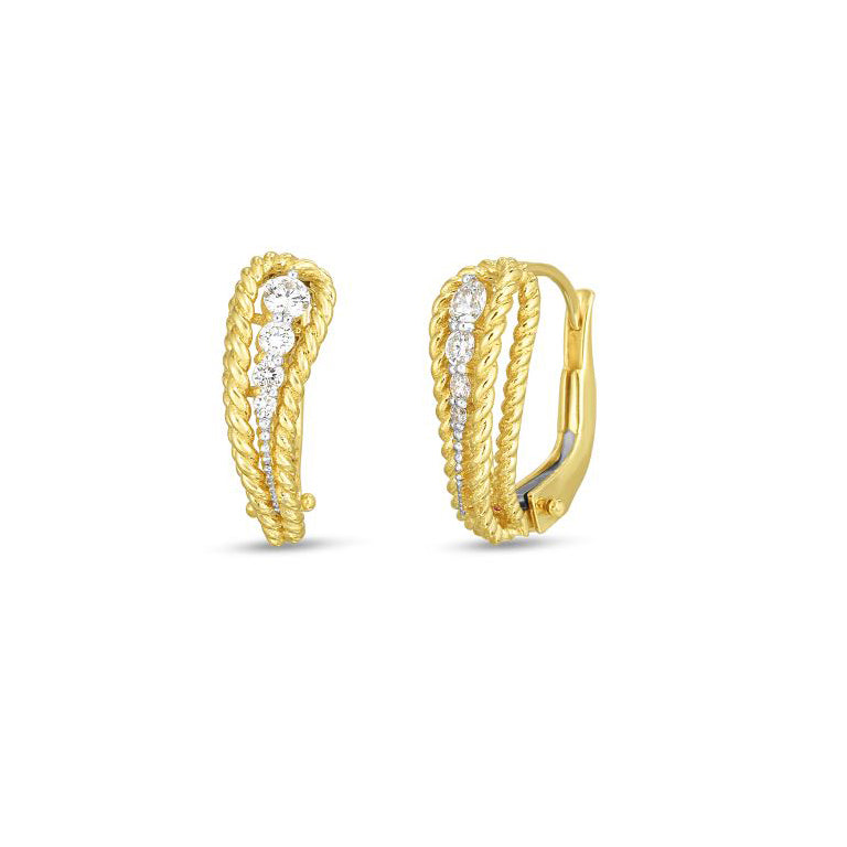 Roberto Coin Byzantine Barocco 18K Yellow Gold Diamond Single Paisley Earrings