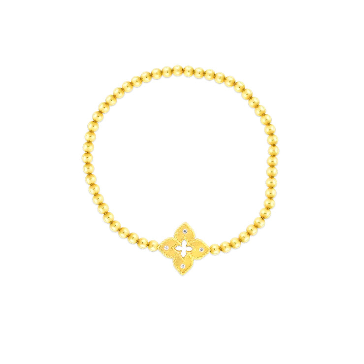 Roberto Coin Petite Venetian Princess 18K Yellow Gold Flower Stretch Bracelet